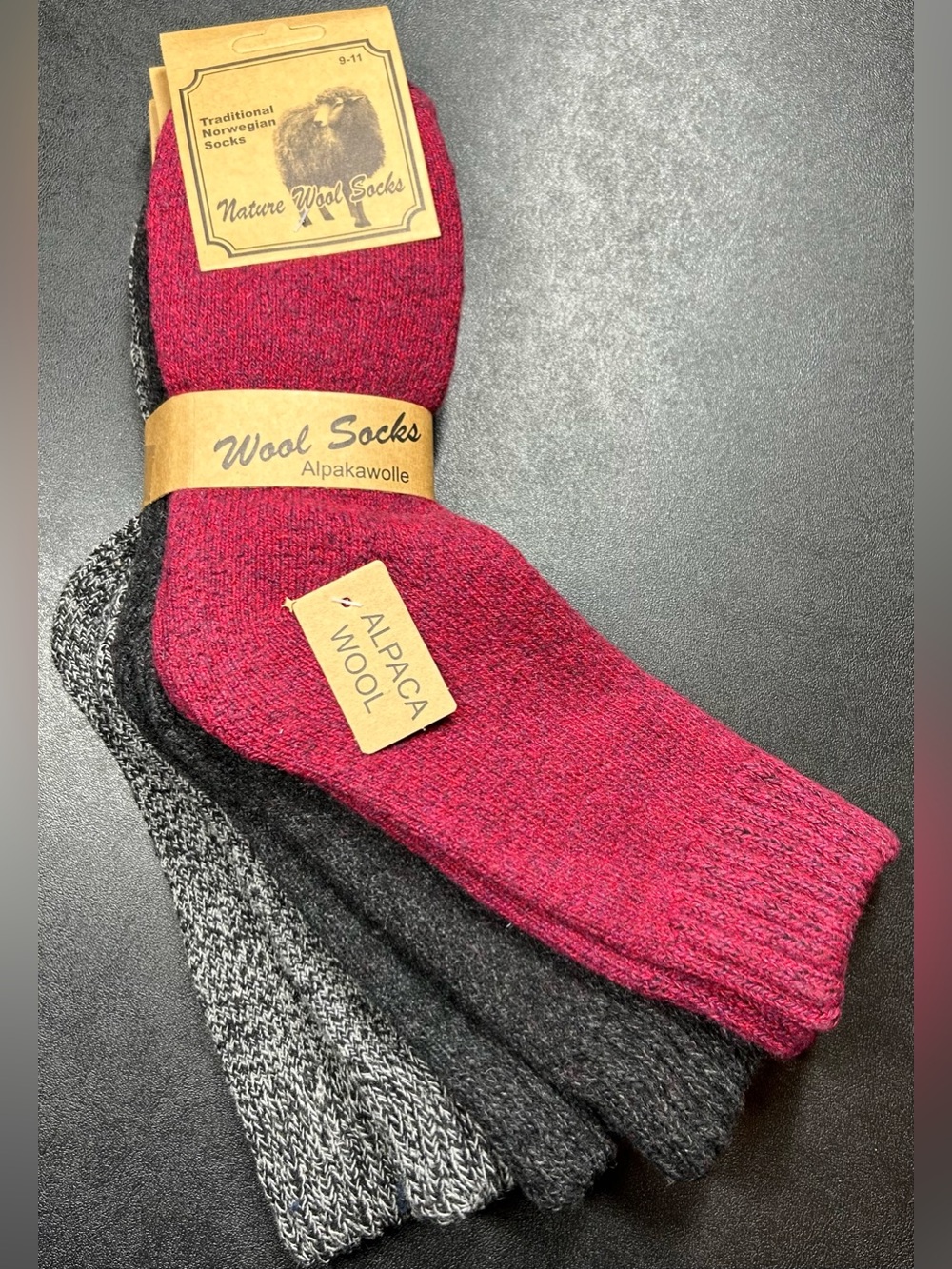 Traditional Norwegian Men’s Size 9-11 Alpaca Wool Pack of 3 Crew Socks